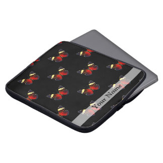 Röd och svart fjäril mönster laptop sleeve