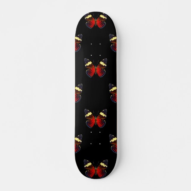 Röd och svart fjäril mönster skateboard bräda 19,5 cm (Framsida)