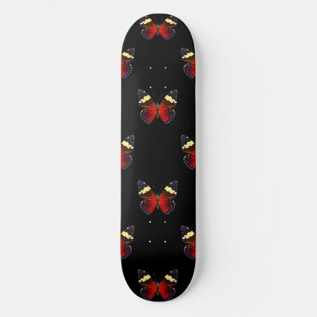 Röd och svart fjäril mönster skateboard bräda 20,5 cm (Framsida)