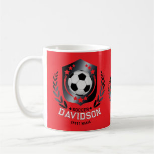 Röd och svart fotboll för sportiga män och pojkar kaffemugg