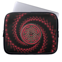 Röd och svart Fractal med den Celtic fnurran Laptop Sleeve