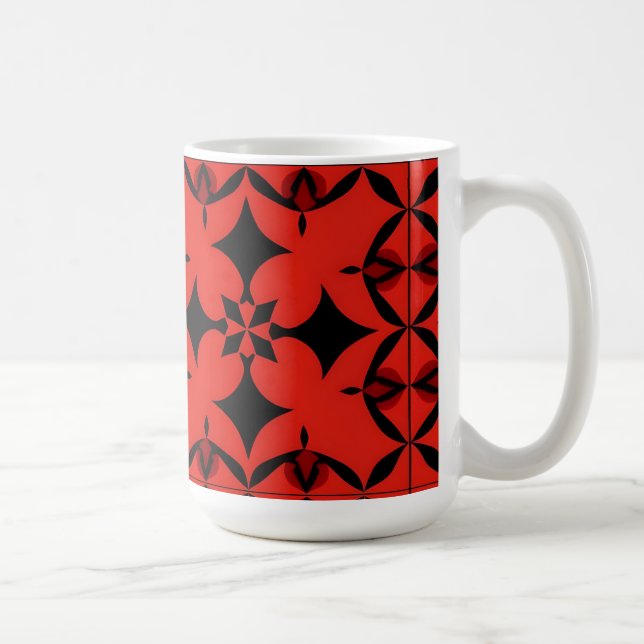 Röd och svart geometrisk abstrakt konst  kaffemugg (Höger)
