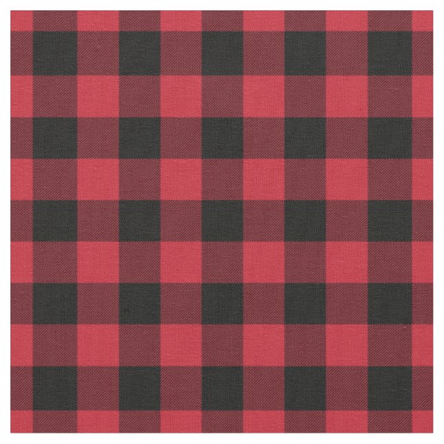 Röd och svart Gingham1 rutig Tyg (Närbild)