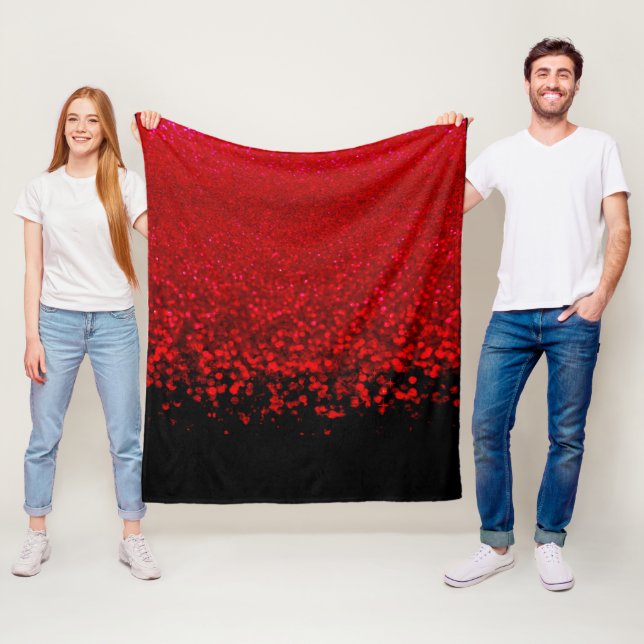 Röd och svart glitter Ombre Fleecefilt (På plats)