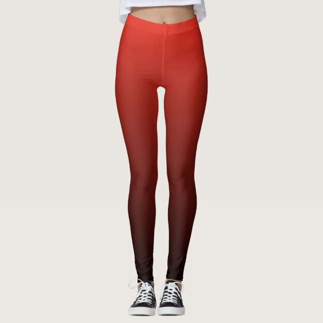 Röd Och Svart Gradient Modern Trendig Leggings (Framsida)