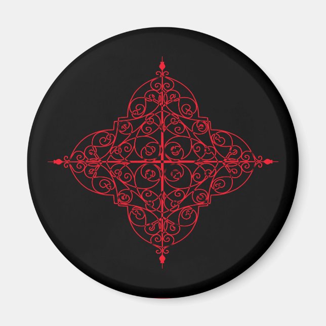Röd och svart gult, prydnadsmagnet magnet (Framsidan)