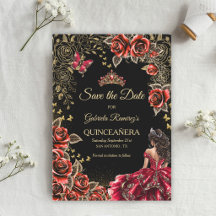 Röd och svart gyllene tiara rosor Quinceañera