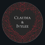 Röd- och svart-hjärtstillestånd runt klistermärke<br><div class="desc">Våra vackra rödsvarta och svarta gotiska bröllop är mörk,  men ändå underbar med vår konstnärliga rulla design. De är designade i en mängd olika saker så att hela bröllop kan samordnas med samma stil!</div>