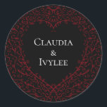 Röd- och svart-hjärtstillestånd runt klistermärke<br><div class="desc">Våra vackra rödsvarta och svarta gotiska bröllop är mörk,  men ändå underbar med vår konstnärliga rulla design. De är designade i en mängd olika saker så att hela bröllop kan samordnas med samma stil!</div>