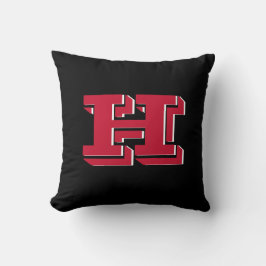 Röd och svart högskoleformat initialmonogram kudde