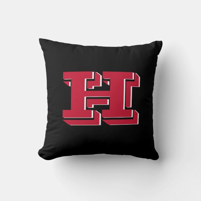 Röd och svart högskoleformat initialmonogram kudde (Framsida)