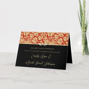 Röd och svart inbjudan till Damask Wedding