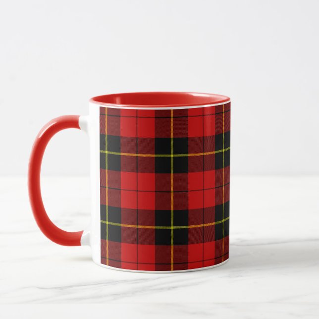 Röd och svart klanWallace Tartan Mugg (Vänster)