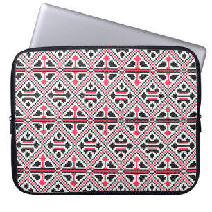 Röd och svart kor-stygn Retro Mönster Laptop Sleeve