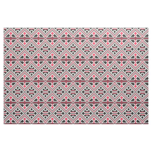 Röd och svart kor-stygn Retro Mönster Tyg (Fat Quarter)