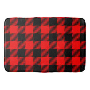 Röd och svart Lumberjackpläddekor för Badrumsmatta