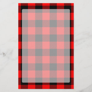 Röd och svart Lumberjackpläddekor för Brevpapper