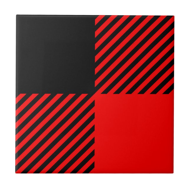 Röd och svart Lumberjackpläddekor för Kakelplatta (Framsidan)