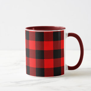 Röd och svart Lumberjackpläddekor för Mugg