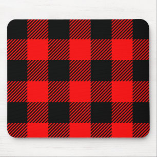 Röd och svart Lumberjackpläddekor för Musmatta
