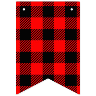 Röd och svart Lumberjackpläddekor för Vimplar