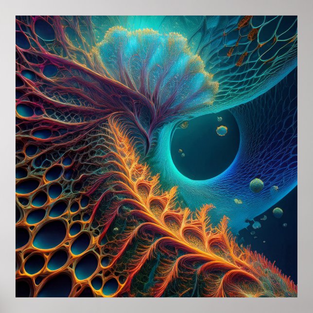 Röd och svart Mandelbrot Poster (Framsidan)