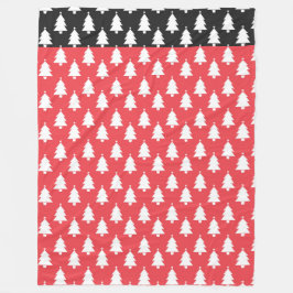 RÖD OCH SVART MED RADER AV VITT JULGRANAR FLEECEFILT