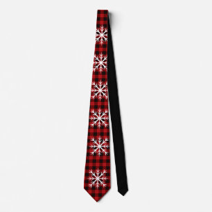Röd och svart med snö-flingdetaljer Tie Slips