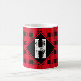 röd och svart, modern buffelplatta Monogram Kaffemugg