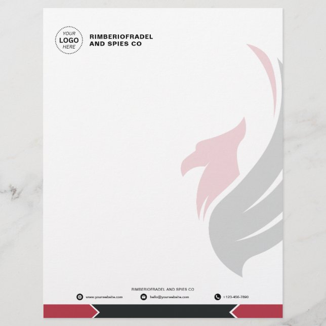 Röd och svart Modern Business Letterhead Brevhuvud (Framsida)
