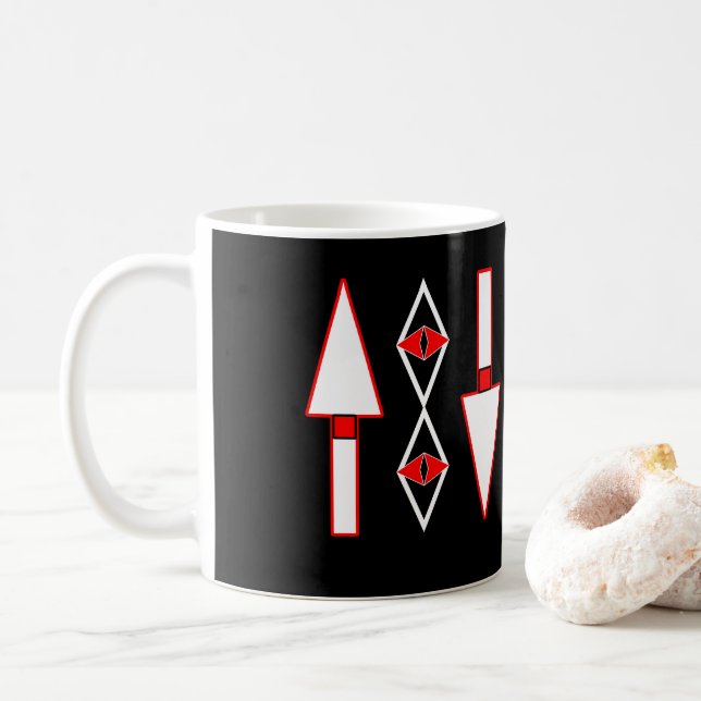 Röd och svart mönster,Trendinspiration Kaffemugg (Med munk)
