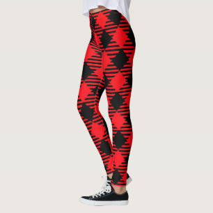 Röd och svart Multifärgad Kvinnors färgtoner Leggings