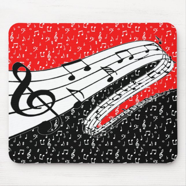 Röd och svart musik musmatta (Framsidan)