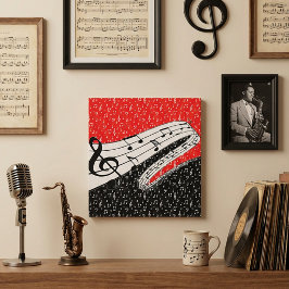 Röd och svart musik tema canvastryck