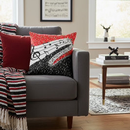 Röd och svart musiktema kudde