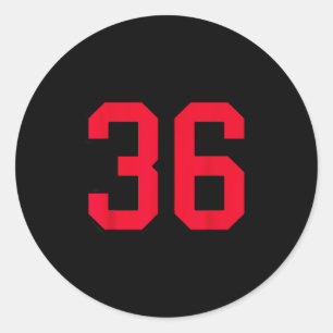 Röd Och Svart Nummer 36 Tröja Spelaruniform #36 Runt Klistermärke