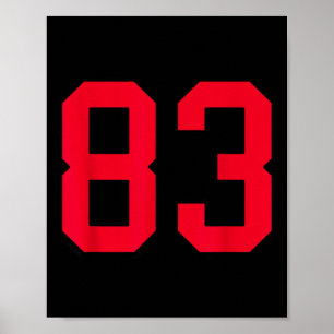 Röd och svart nummer 83 tröja spelare uniform #83  poster