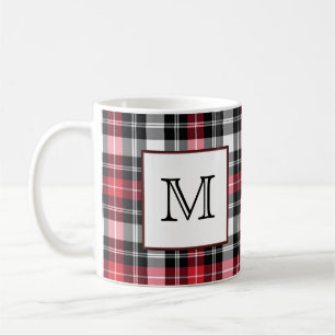 Röd och svart pläd för Monogram Kaffemugg