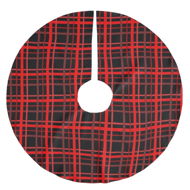 Röd och svart Play Julgransmatta Borstad Polyester (Framsidan)