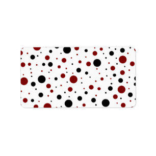 röd och svart polka dots adressetikett