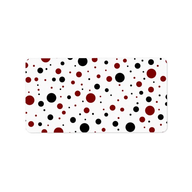 röd och svart polka dots adressetikett (Framsidan)