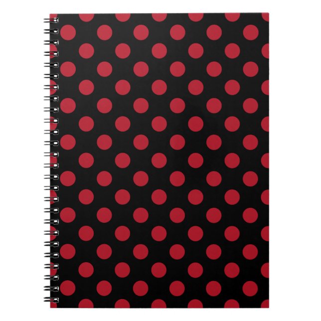 Röd och svart polka dots anteckningsbok (Framsidan)