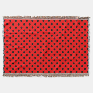 Röd och svart Polka dots Filt
