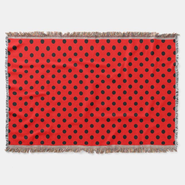 Röd och svart Polka dots Filt (Framsidan)