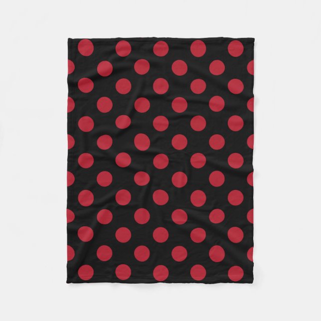 Röd och svart polka dots fleecefilt (Framsidan)