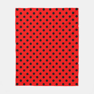 Röd och svart Polka dots Fleecefilt