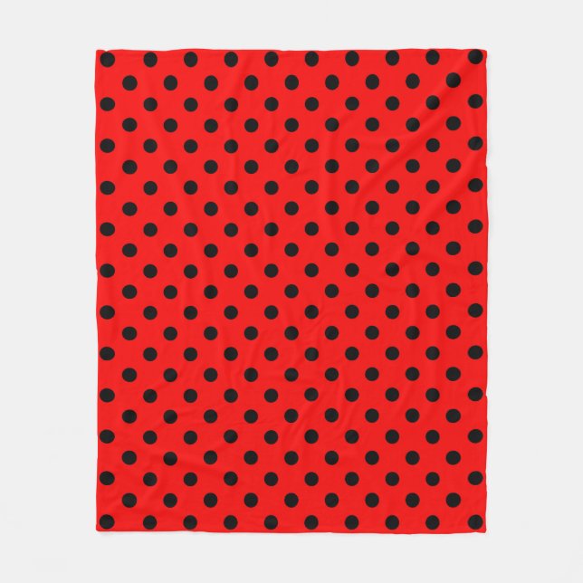 Röd och svart Polka dots Fleecefilt (Framsidan)