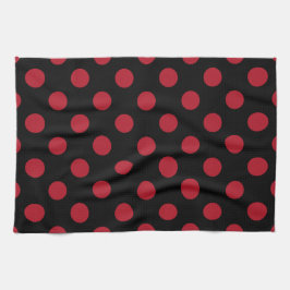 Röd och svart polka dots kökshandduk
