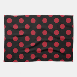 Röd och svart polka dots kökshandduk