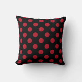 Röd och svart polka dots kudde